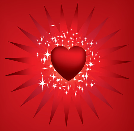 Red heart star burstのイラスト素材
