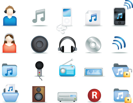 A set of modern icon illustrations for the music and entertainment industryのイラスト素材