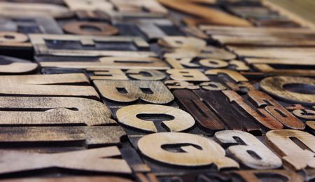 Letterpress side view, strong depth of fieldの写真素材