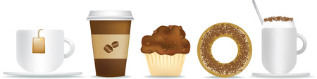 breakfast tea and coffee, cakes to goのイラスト素材