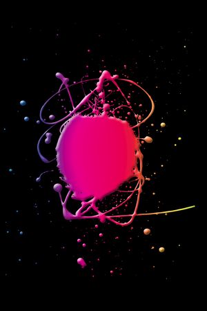 illustrated paint splat, neon 3d affectの写真素材