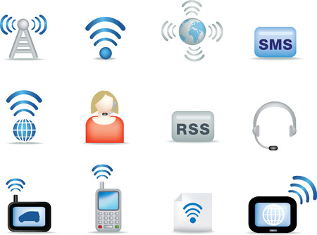 communication icon set including technology and folder iconsのイラスト素材
