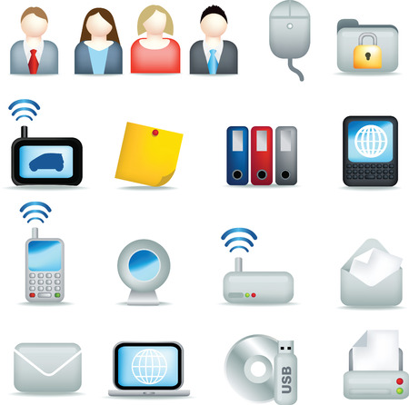 business office workplace and teamwork icon setのイラスト素材
