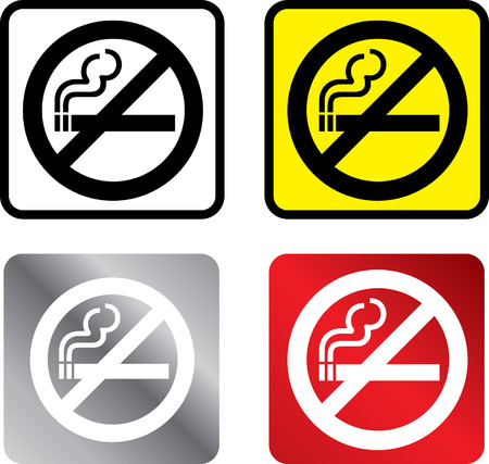 illustratiuon in 4 different colours of a no smoking signのイラスト素材