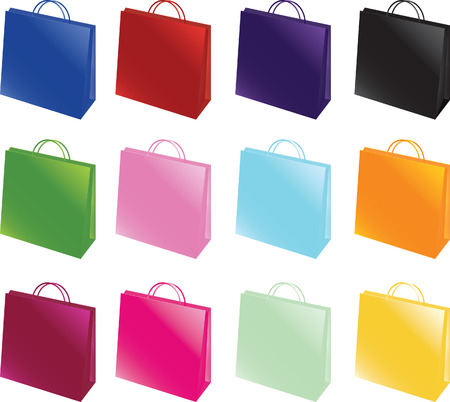 paper bag set vector illustration set of coloursのイラスト素材