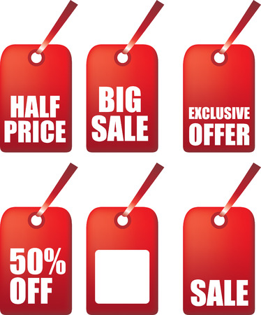 illustration set of red sale time tagsのイラスト素材
