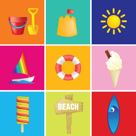 illustration of a beach or seaside holiday or vacationのイラスト素材