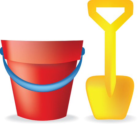 toy bucket and spade illustration on white backgroundのイラスト素材