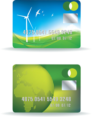 illustration of a set of eco environmentally friendly credit cardsのイラスト素材