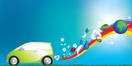 illustration of an environmentally freindly green carのイラスト素材