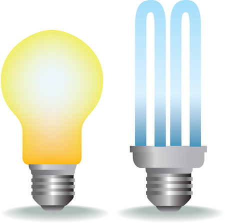 illustration of old style and new energy saver bulbのイラスト素材