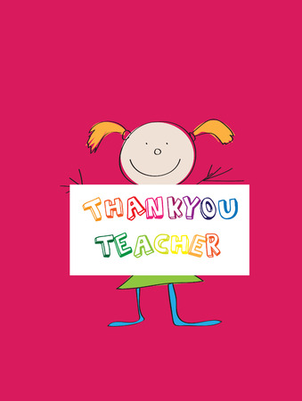 illustration of a childs drawing thanking teacherのイラスト素材