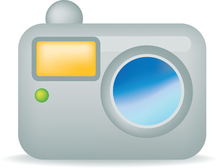 illustration of a simple silver camera on whiteのイラスト素材