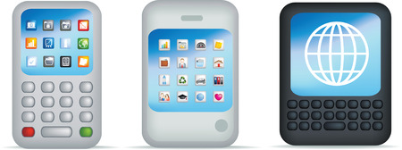 set of illustratyions of modern mobile phonesのイラスト素材