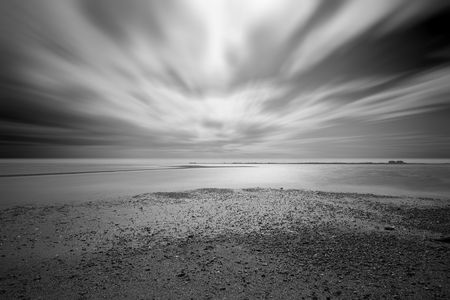 beach long exposure at mersea on sea in essexの写真素材