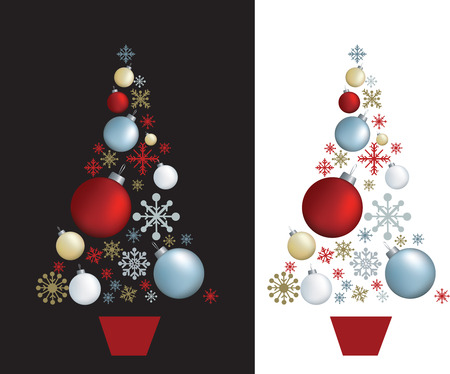 christmas decorations set designed in shape of a treeのイラスト素材