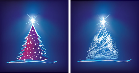 abstract christmas tree modern illustration in blueのイラスト素材