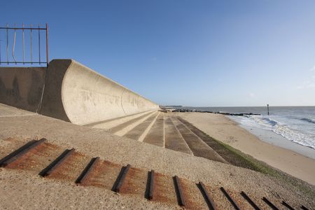 concrete sea defences in southwold suffolkの写真素材