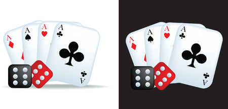 simple icon style illustration of aces and diceのイラスト素材