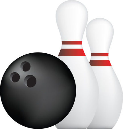 simple icon style illustration of bowling ball and pinsのイラスト素材