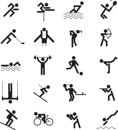 sports figure icon character set in different positionsのイラスト素材