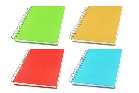 wirobound hardback book sets isolated on a white backgroundの写真素材