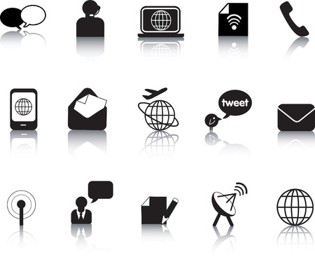 Set of vector communication icon button silhouettesのイラスト素材