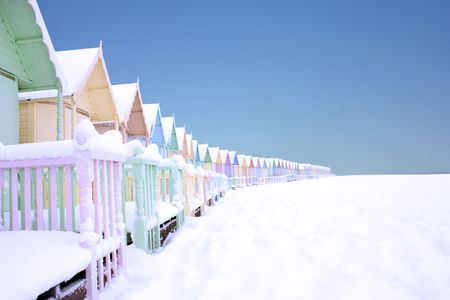 beach huts at west mersea in january 2009, amazing!の写真素材