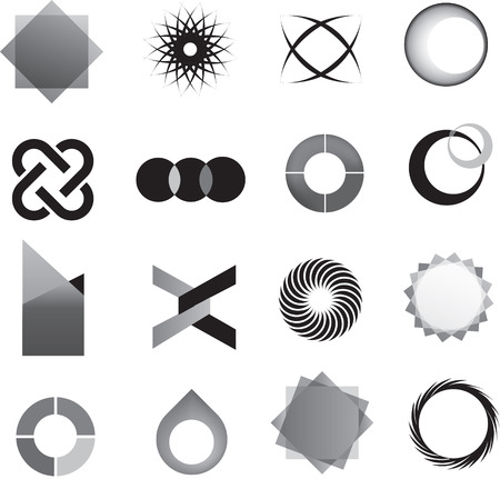 illustrations of colour logo marks and symbolsのイラスト素材