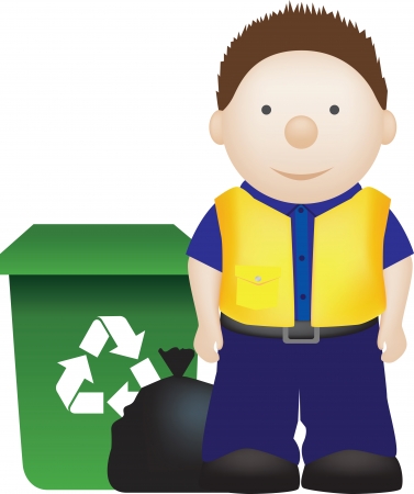 Illustration of a binman and recycle waste disposal manのイラスト素材