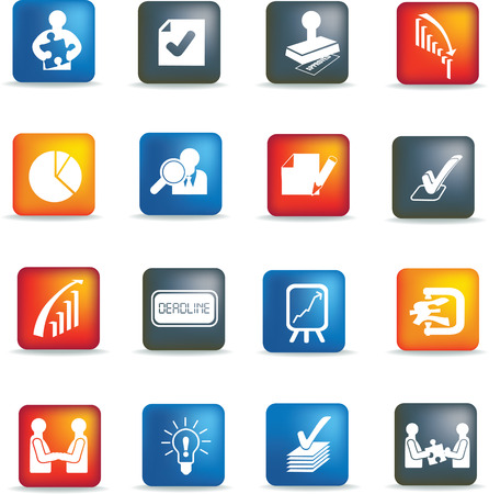 business deals icons set, button silhouette illustrationsのイラスト素材