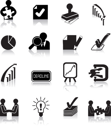 business deals icons set, black silhouette illustrationsのイラスト素材
