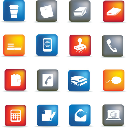 business office items illustrated as black silhouettesのイラスト素材