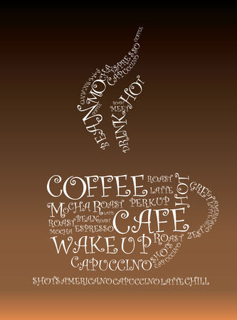 Illustration of words froming a hot cup of coffeeのイラスト素材