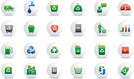 Eco icon set illustrated as white buttonsのイラスト素材