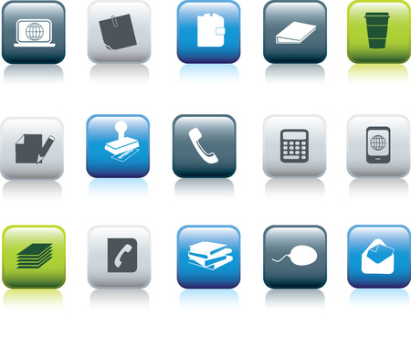 office items icon button collecton illustration setのイラスト素材
