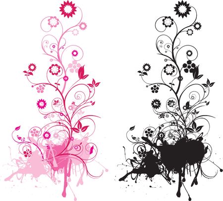 Grunge style detailed intricate floral illustration with swirlsのイラスト素材