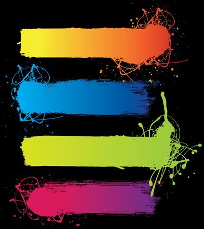 illustration grunge style of a set of coloured blank bannersのイラスト素材
