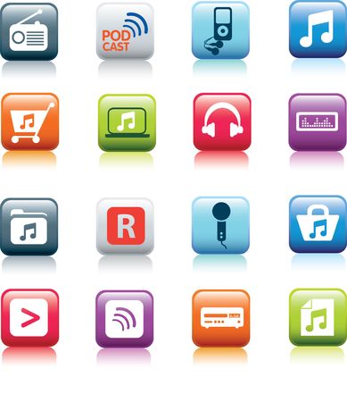 Illusstration set of a collection of musical iconsのイラスト素材