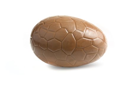 chocolate easter egg isolated on a white backgroundの写真素材