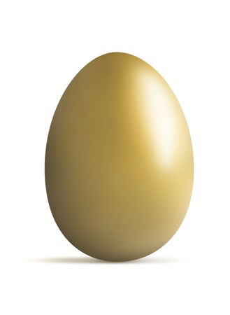 simple modern golden egg isolated on a white backgroundの写真素材