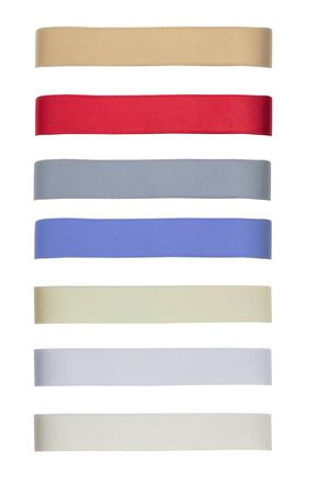 selection of coloured ribbons isolated on a white backgroundの写真素材