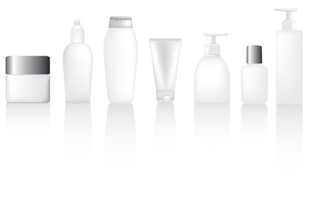 Set of blank lotion, moisturiser and make up type bottlesのイラスト素材