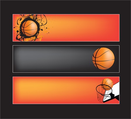 illustration set of basketball banners on black backgroundのイラスト素材
