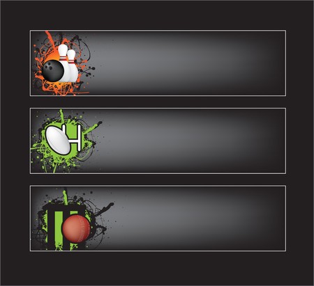 illustration set of sports banners on black backgroundのイラスト素材