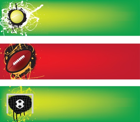 tennis, american football and soccer banner in illustration grunge styleのイラスト素材