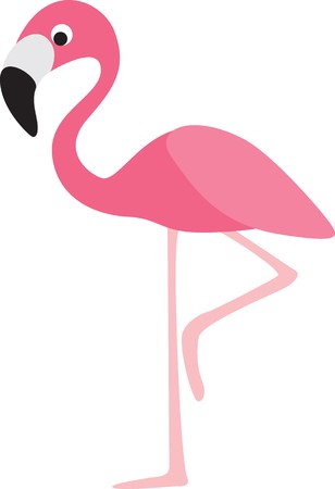 flamingo modern colour cartoon character on white backgroundのイラスト素材