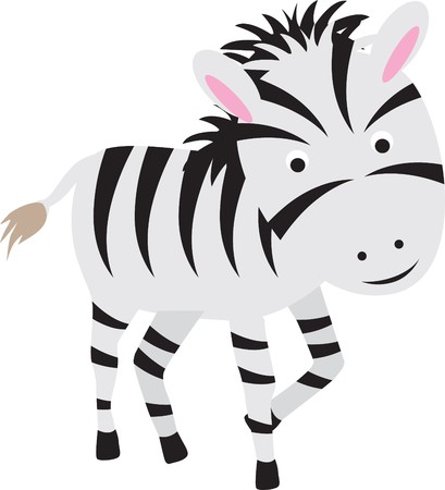 zebra modern colour cartoon character on white backgroundのイラスト素材