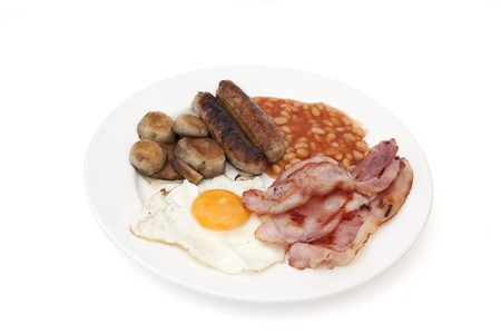 Cooked breakfast isolated against a white backgroundの写真素材