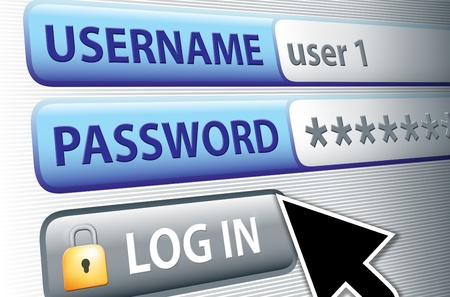 Log in internet connection with a secure padlock and arrowの写真素材